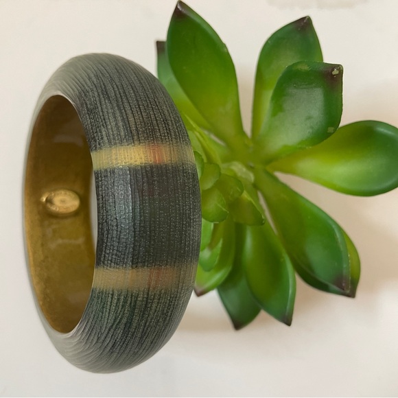 Alexis Bittar Jewelry - Alexis Bittar Lucite Plaid Tartan Bangle Bracelet Green Gold Plated Jewelry EUC